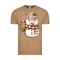 Vintage Coffee Christmas Snowman Coffee Cup Vintage Tee - FaDigitalArtStudio