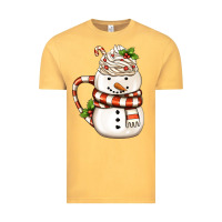 Vintage Mustard Christmas Snowman Coffee Cup Vintage Tee - FaDigitalArtStudio