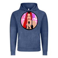 Vintage Denim red hair girl singing Vintage Hoodie - ArtChic