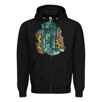Black Turquoise Cowboy Boots Zipper Hoodie - JahusDesignShop