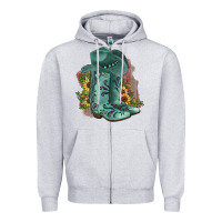 Heather Grey Turquoise Cowboy Boots Zipper Hoodie - JahusDesignShop