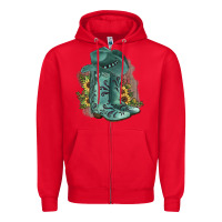 Red Turquoise Cowboy Boots Zipper Hoodie - JahusDesignShop