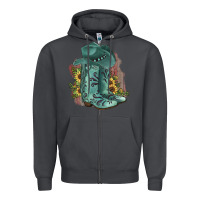 Smoke Turquoise Cowboy Boots Zipper Hoodie - JahusDesignShop