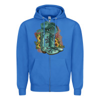 True Royal Turquoise Cowboy Boots Zipper Hoodie - JahusDesignShop
