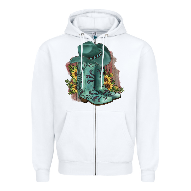 Turquoise Cowboy Boots Zipper Hoodie by JahusDesignShop | Teevron