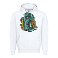 White Turquoise Cowboy Boots Zipper Hoodie - JahusDesignShop