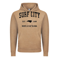 Surf City North Carolina Nc Vintage Sports Design Black Prin Vintage Hoodie | Teevron