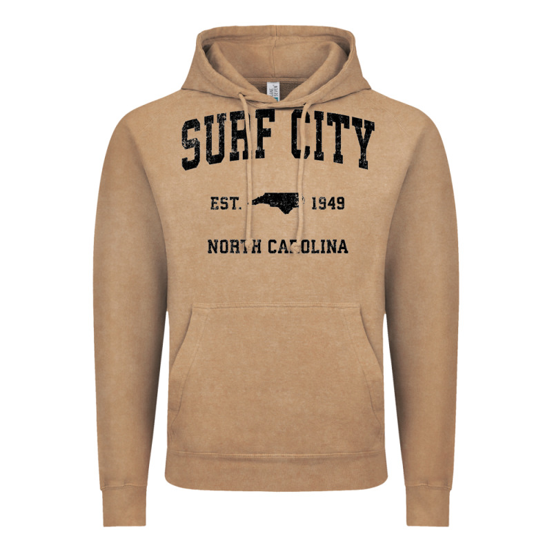 Surf City North Carolina Nc Vintage Sports Design Black Prin Vintage Hoodie by StudioElite | Teevron