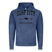 Vintage Denim Surf City North Carolina Nc Vintage Sports Design Black Prin Vintage Hoodie - StudioElite