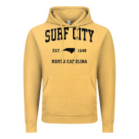 Vintage Mustard Surf City North Carolina Nc Vintage Sports Design Black Prin Vintage Hoodie - StudioElite