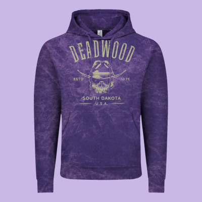 Deadwood South Dakota Usa Distressed Skull Design Souvenir Premium T S Vintage Hoodie Designed By Studioelite