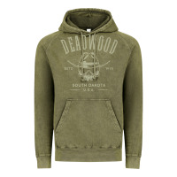 Vintage Olive deadwood south dakota usa distressed skull design souvenir premium t s Vintage Hoodie - StudioElite