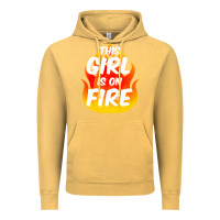 Vintage Mustard This Girl Is On Fire Fierce Lady Woman Power Go Girls Fiery Vintage Hoodie - StudioElite