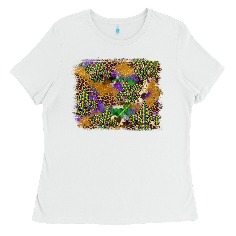 Mardi Gras Plaid Purple Glitter Cowhide  Leopard Ladies Tee by FaDigitalArtStudio | Teevron