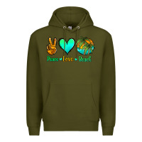 Army Green peace love beach Premium Hoodie - Jasminsmagicworld