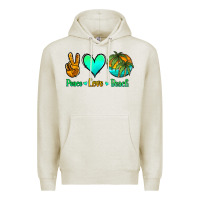 Oatmeal Heather peace love beach Premium Hoodie - Jasminsmagicworld