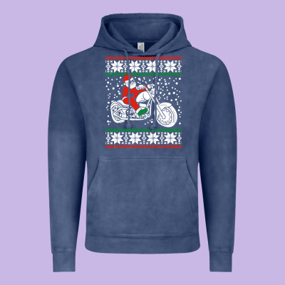 Santa Ridin Motocycle Vintage Hoodie Designed By Studioelite