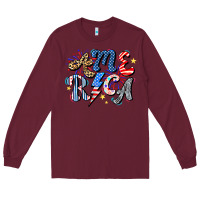 Burgundy America Long Sleeve Tee - CowhideDigitalArt