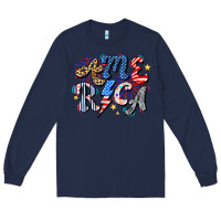 Navy America Long Sleeve Tee - CowhideDigitalArt