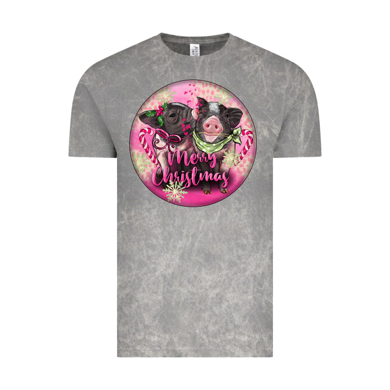 Pink Merry Christmas Pig Vintage Tee by FaDigitalArtStudio | Teevron