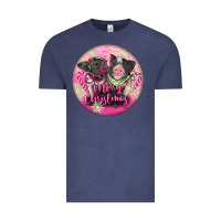 Vintage Denim Pink Merry Christmas Pig Vintage Tee - FaDigitalArtStudio