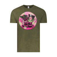 Vintage Olive Pink Merry Christmas Pig Vintage Tee - FaDigitalArtStudio