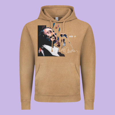 Original Portrait Of Luciano Pavarotti Vintage Hoodie Designed By Studioelite