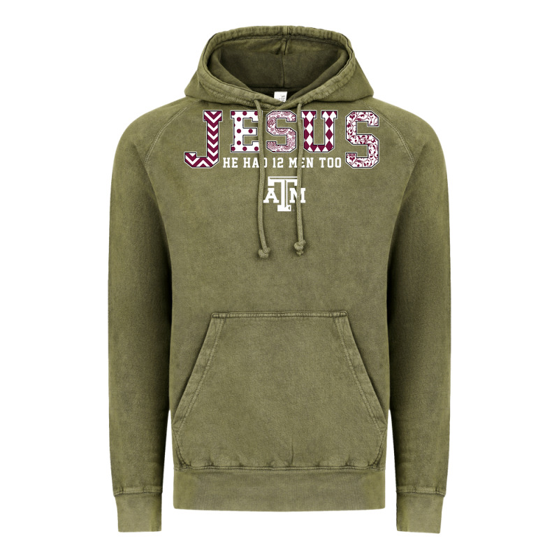 Texas A&m Aggies Jesus - Had 12 Men - Patterned Vintage Hoodie by PixelFlow | Teevron