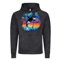 Vintage Black Orca Killer Whale Starry Night Impressionist Dog Art By Aja Vintage Hoodie - PixelFlow
