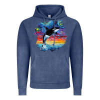 Vintage Denim Orca Killer Whale Starry Night Impressionist Dog Art By Aja Vintage Hoodie - PixelFlow