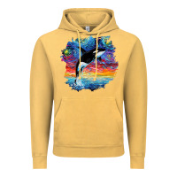 Vintage Mustard Orca Killer Whale Starry Night Impressionist Dog Art By Aja Vintage Hoodie - PixelFlow