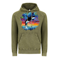 Vintage Olive Orca Killer Whale Starry Night Impressionist Dog Art By Aja Vintage Hoodie - PixelFlow