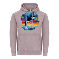 Vintage Zinc Orca Killer Whale Starry Night Impressionist Dog Art By Aja Vintage Hoodie - PixelFlow