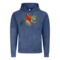 Vintage Denim wild red cardinal bird long sleeve Vintage Hoodie - PixelFlow