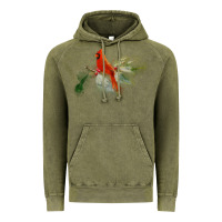 Vintage Olive wild red cardinal bird long sleeve Vintage Hoodie - PixelFlow