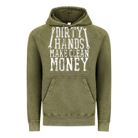Vintage Olive dirty hands make clean money t shirt wrench mechanic gift Vintage Hoodie - PixelFlow