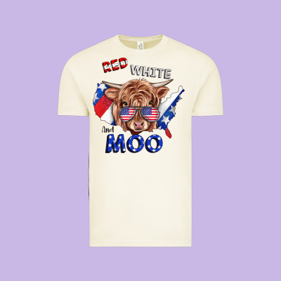 Red White And Moo Cow Vintage Tee Designed By Ranaportraitstore