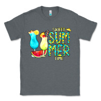 Charcoal Heather sweet summer time turquoise yellow Classic Tee - CowCowDesign