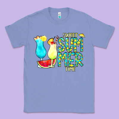 Sweet Summer Time Turquoise Yellow Classic Tee Designed By Cowcowdesign