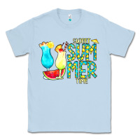 Dusty Blue sweet summer time turquoise yellow Classic Tee - CowCowDesign