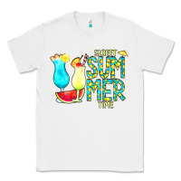 White sweet summer time turquoise yellow Classic Tee - CowCowDesign