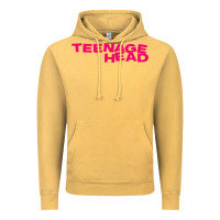 Vintage Mustard Teenage Head Print (Pink) Plain Vintage Hoodie - PixelFlow