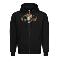 Black Texas Longhorn Bull Skull Zipper Hoodie - JahusDesignShop