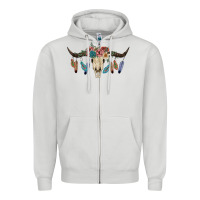 Dove Grey Texas Longhorn Bull Skull Zipper Hoodie - JahusDesignShop