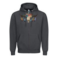 Smoke Texas Longhorn Bull Skull Zipper Hoodie - JahusDesignShop