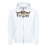 White Texas Longhorn Bull Skull Zipper Hoodie - JahusDesignShop