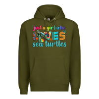 Army Green just a girl who loves sea turtle Premium Hoodie - Artiststas