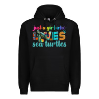 Black just a girl who loves sea turtle Premium Hoodie - Artiststas