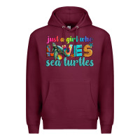 Burgundy just a girl who loves sea turtle Premium Hoodie - Artiststas