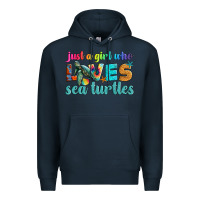 Navy just a girl who loves sea turtle Premium Hoodie - Artiststas